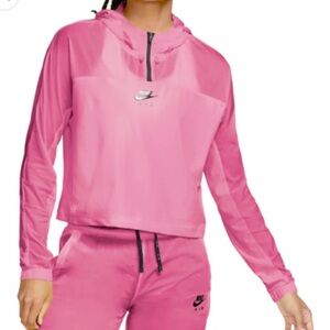 Nike Air Cropped Oversized Windbreaker Jacket in Hot Pink Size Small